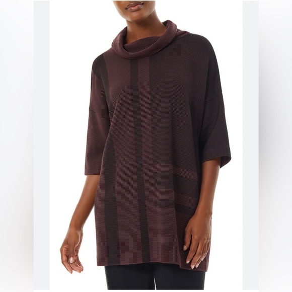 Ming Wang Striped Funnel-Neck Top Size Small - Picture 1 of 9